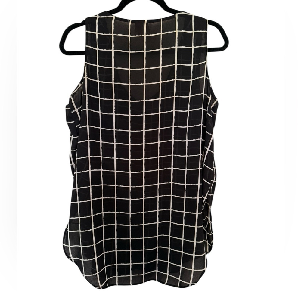 Japna Black and White Plaid Blouse Size Large - Picture 3 of 5